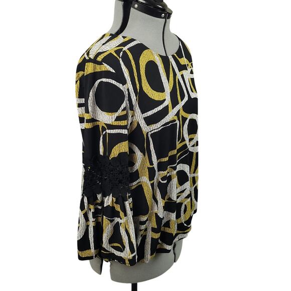 Alfani Womens Tunic Blouse Sz Large Embroidered Flared Sleeve Polyester Top EUC - Picture 6 of 15